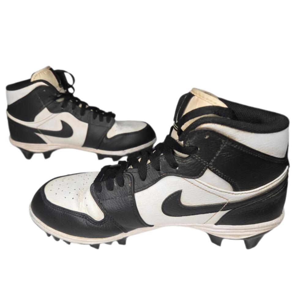 Jordan 1 TD Cleat 2023 Mid Black White Football Cleat FJ6805-100 Size 8.5 Men